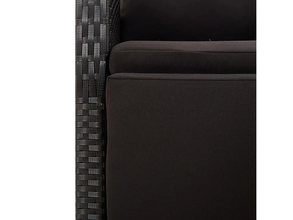 Ensemble à manger de jardin 3 pcs Noir Poly rotin et acacia