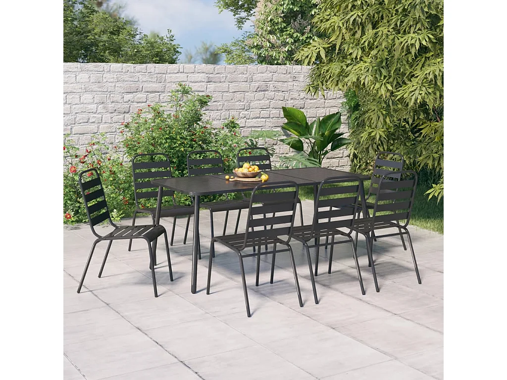 Ensemble à manger de jardin 9 pcs anthracite acier