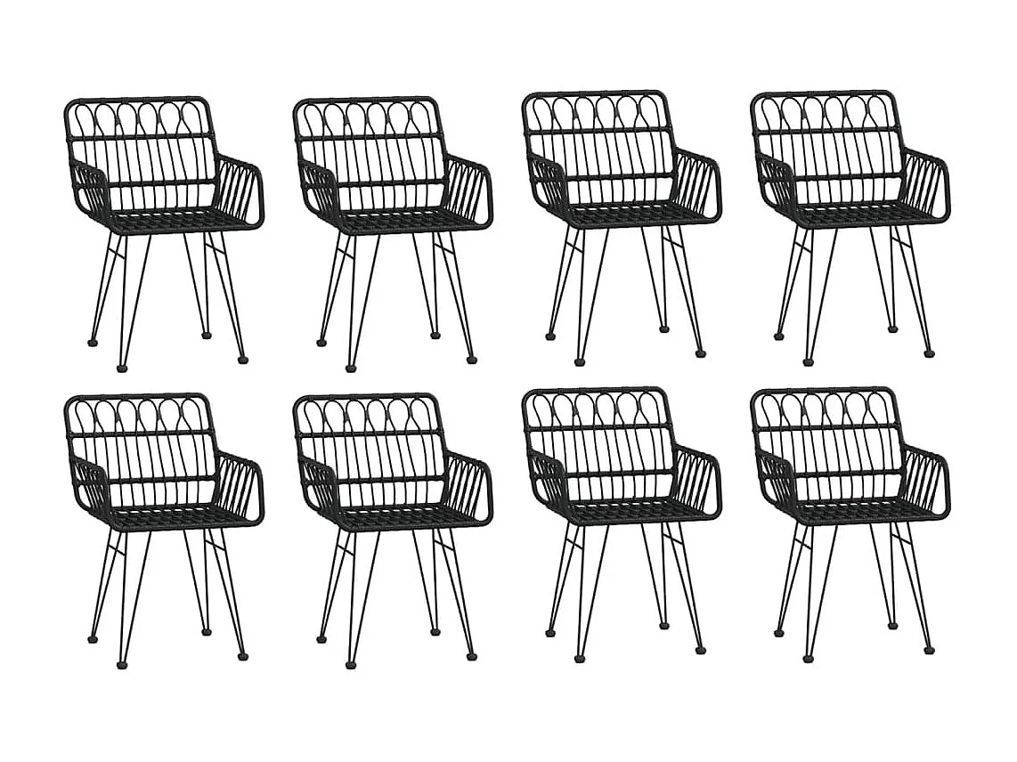 Ensemble à manger de jardin 9 pcs Noir Résine tressée