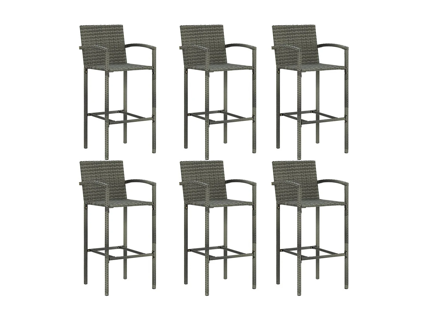 Ensemble de bar de jardin 7 pcs Résine tressée Gris