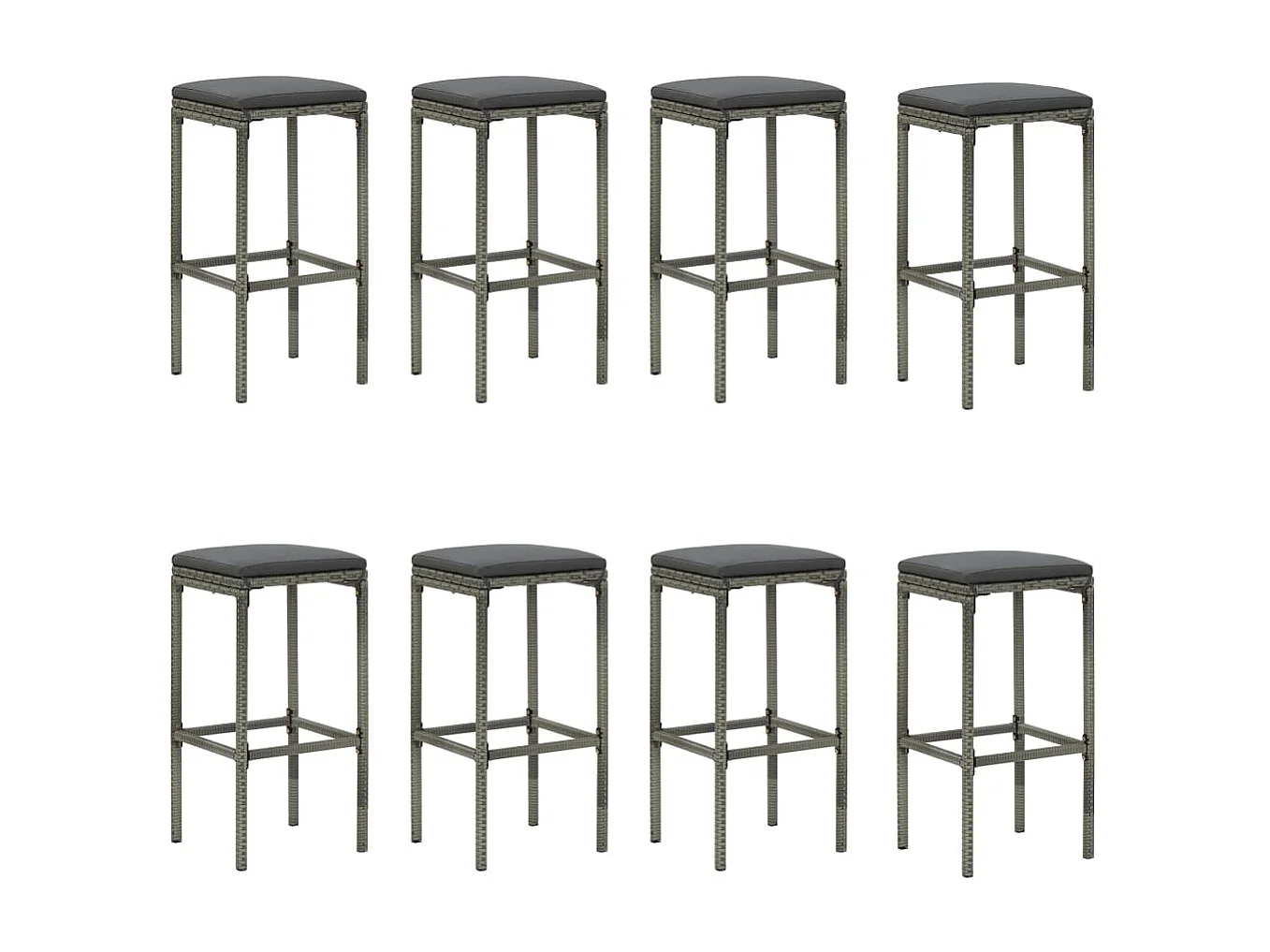 Ensemble de bar de jardin avec coussins 9 pcs Gris