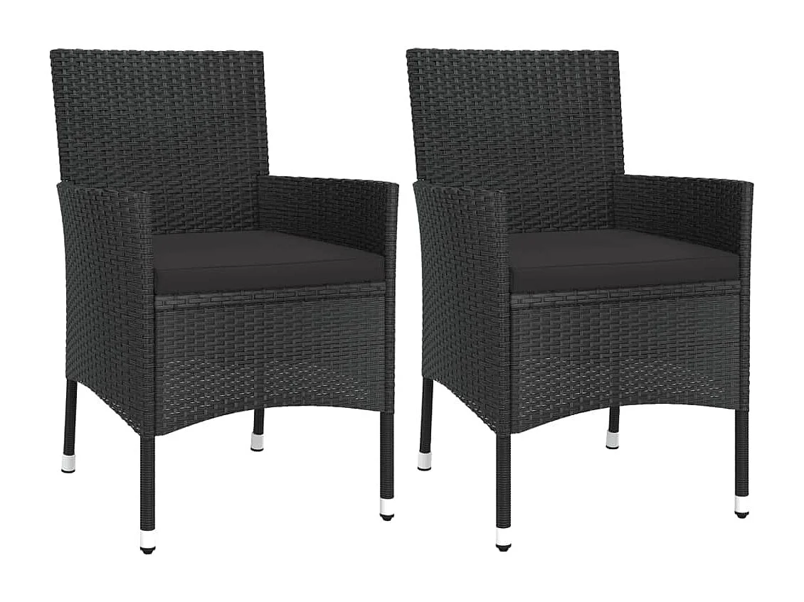 Ensemble de bistro de jardin 3 pcs coussins noir poly rotin