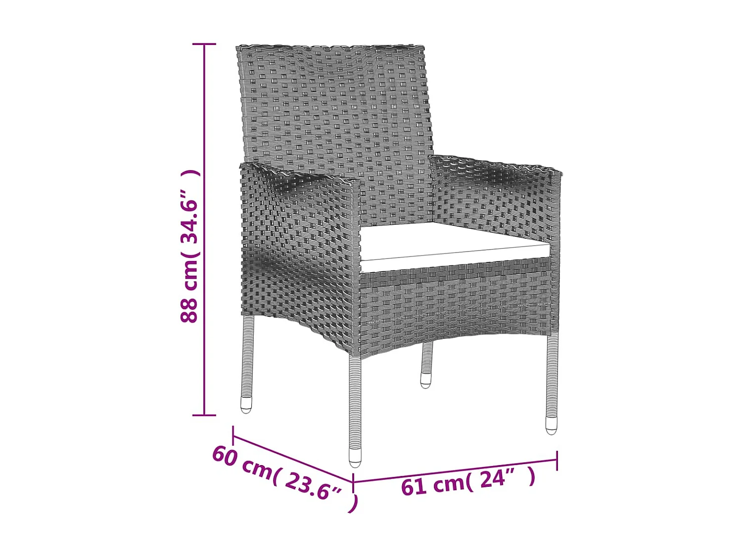 Ensemble à manger jardin 9pcs et coussins noir résine tressée