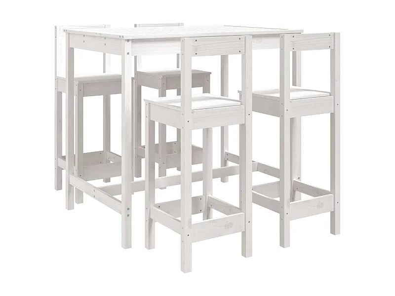 Ensemble de bar de jardin 5 pcs blanc bois massif de pin