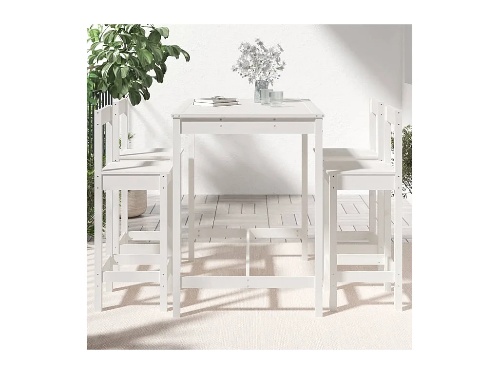 Ensemble de bar de jardin 5 pcs blanc bois massif de pin