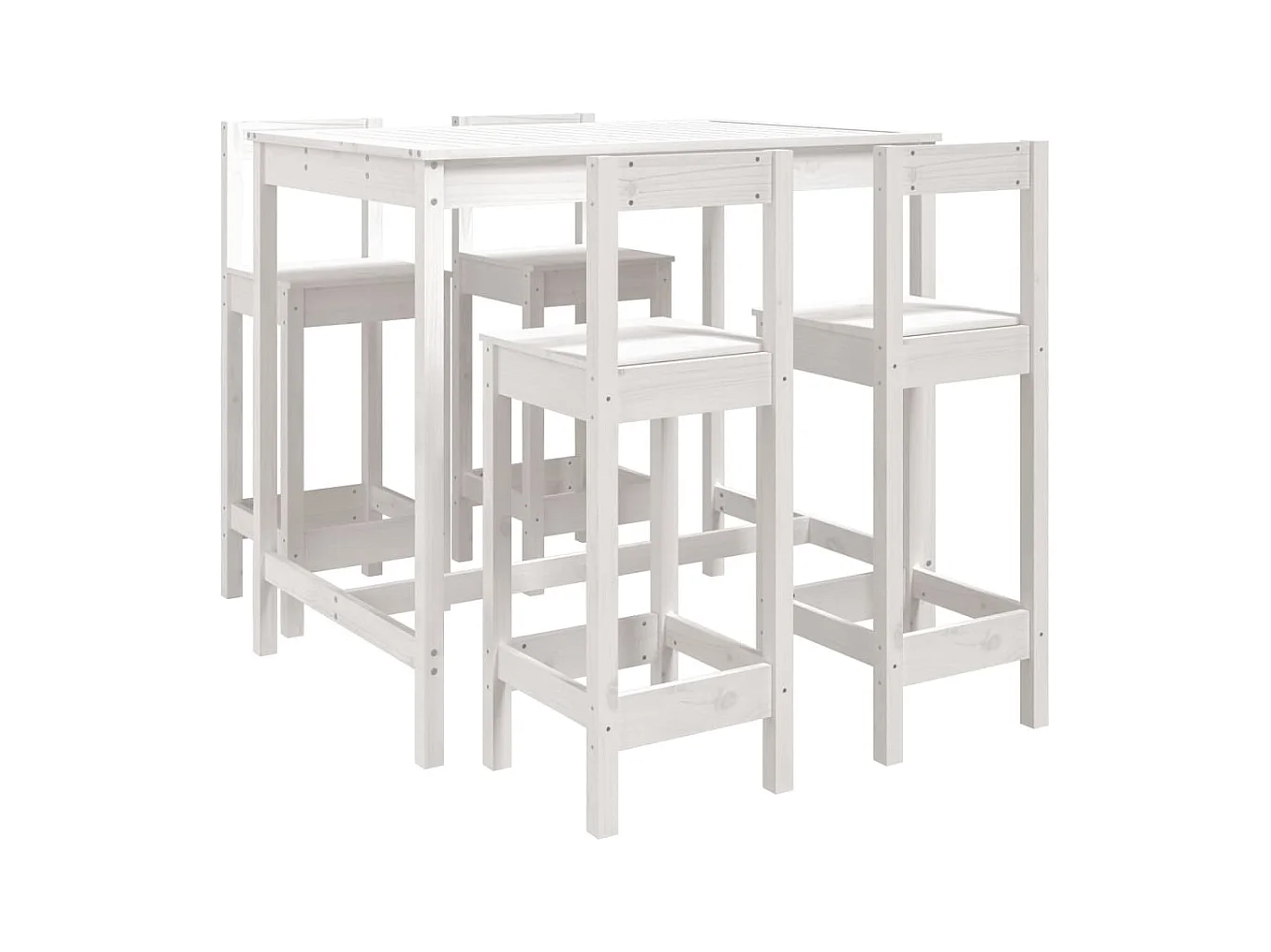Ensemble de bar de jardin 5 pcs blanc bois massif de pin