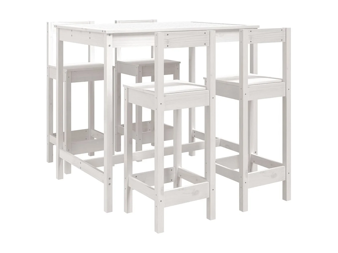 Ensemble de bar de jardin 5 pcs blanc bois massif de pin