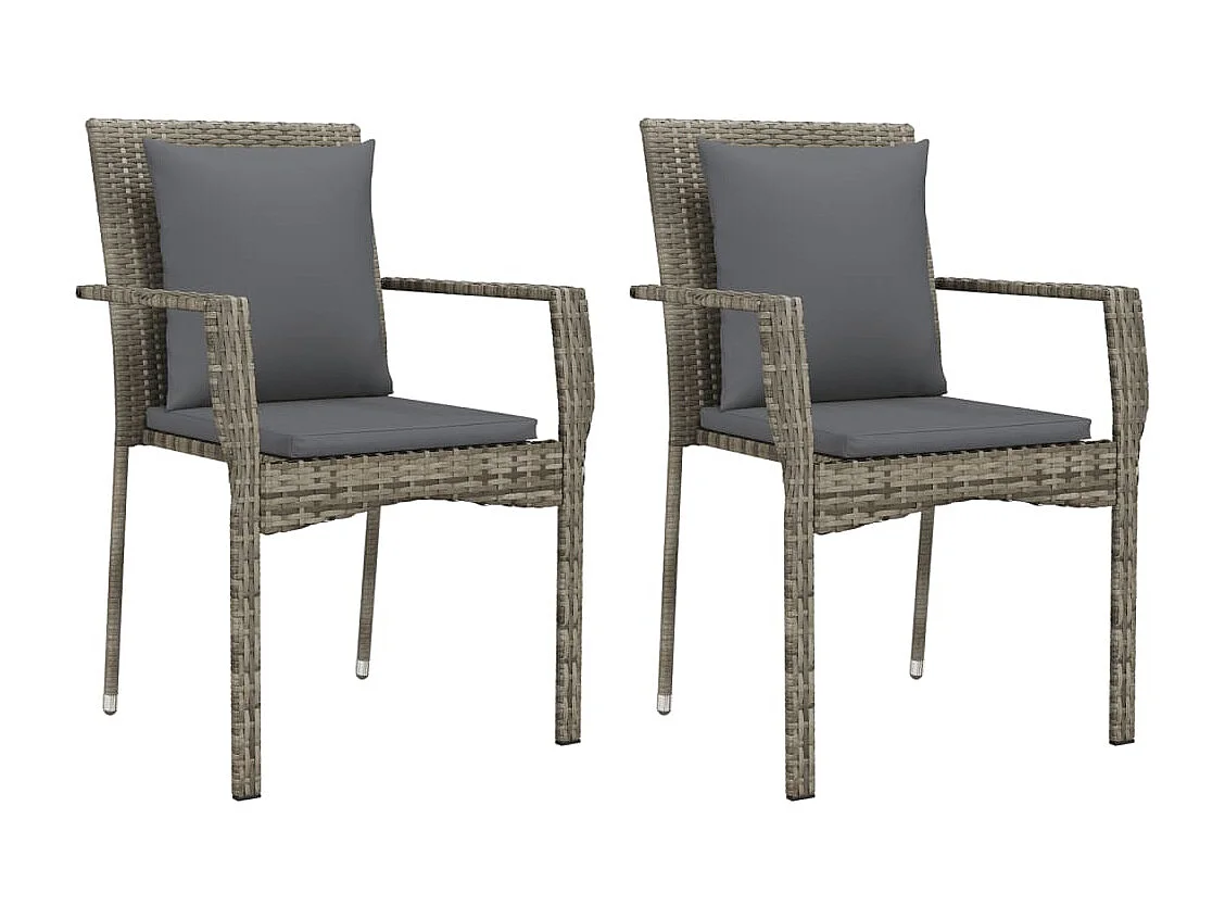 Chaises de jardin avec coussins lot de 2 Résine tressée Gris