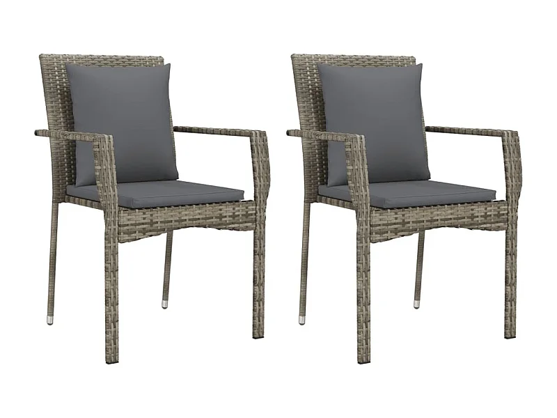 Chaises de jardin avec coussins lot de 2 Résine tressée Gris