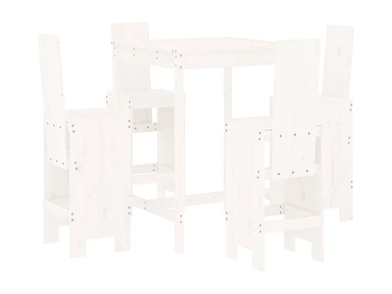 Ensemble de bar de jardin 5 pcs blanc bois massif de pin
