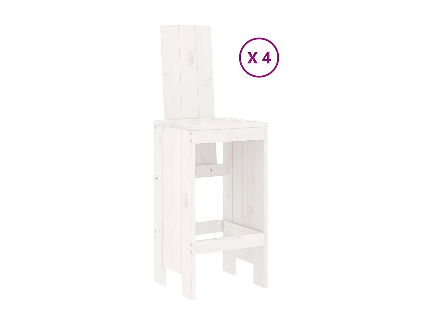 Ensemble de bar de jardin 5 pcs blanc bois massif de pin