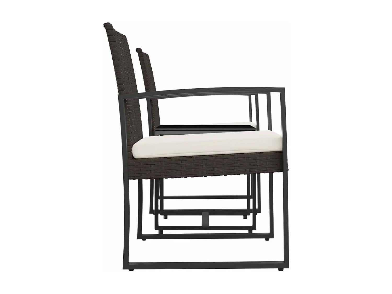 Ensemble à manger de jardin avec coussins 3 pcs marron rotin PP