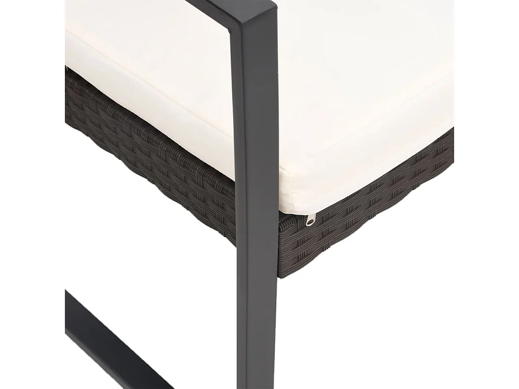 Ensemble à manger de jardin avec coussins 3 pcs marron rotin PP