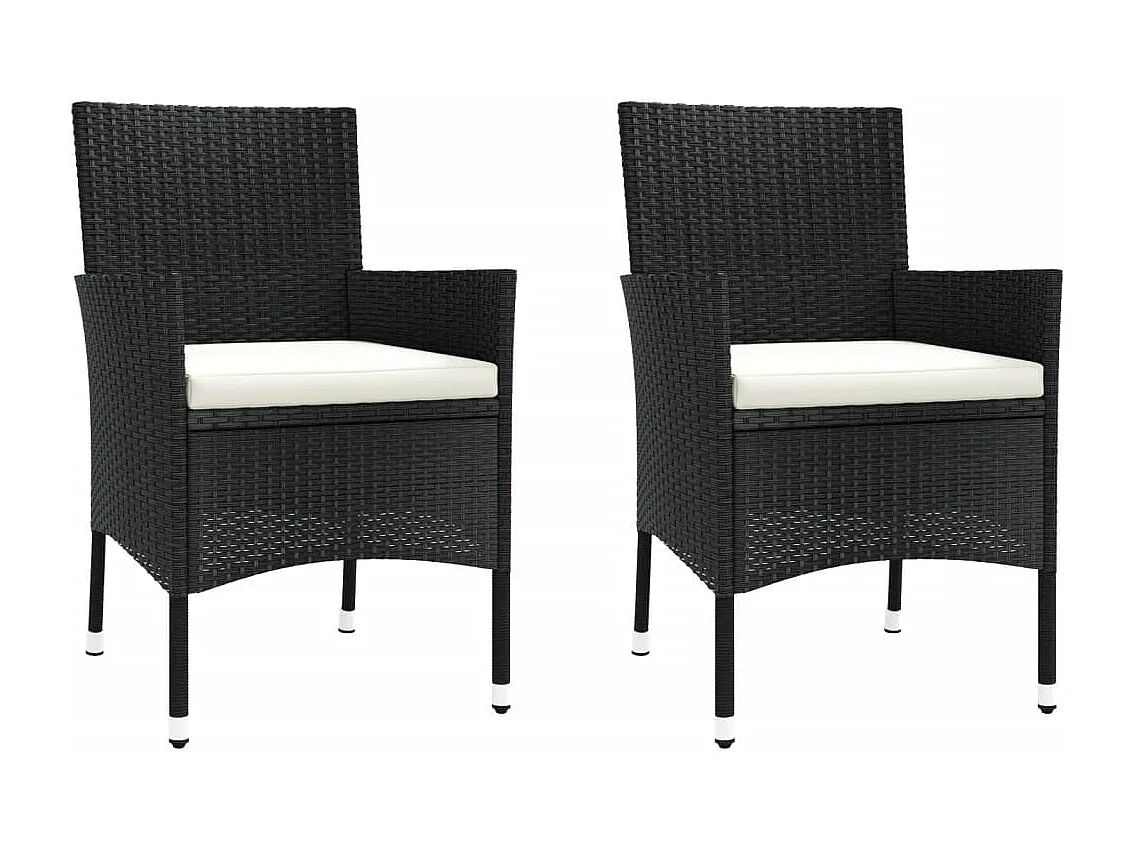 Ensemble de bistro de jardin 3 pcs coussins noir poly rotin