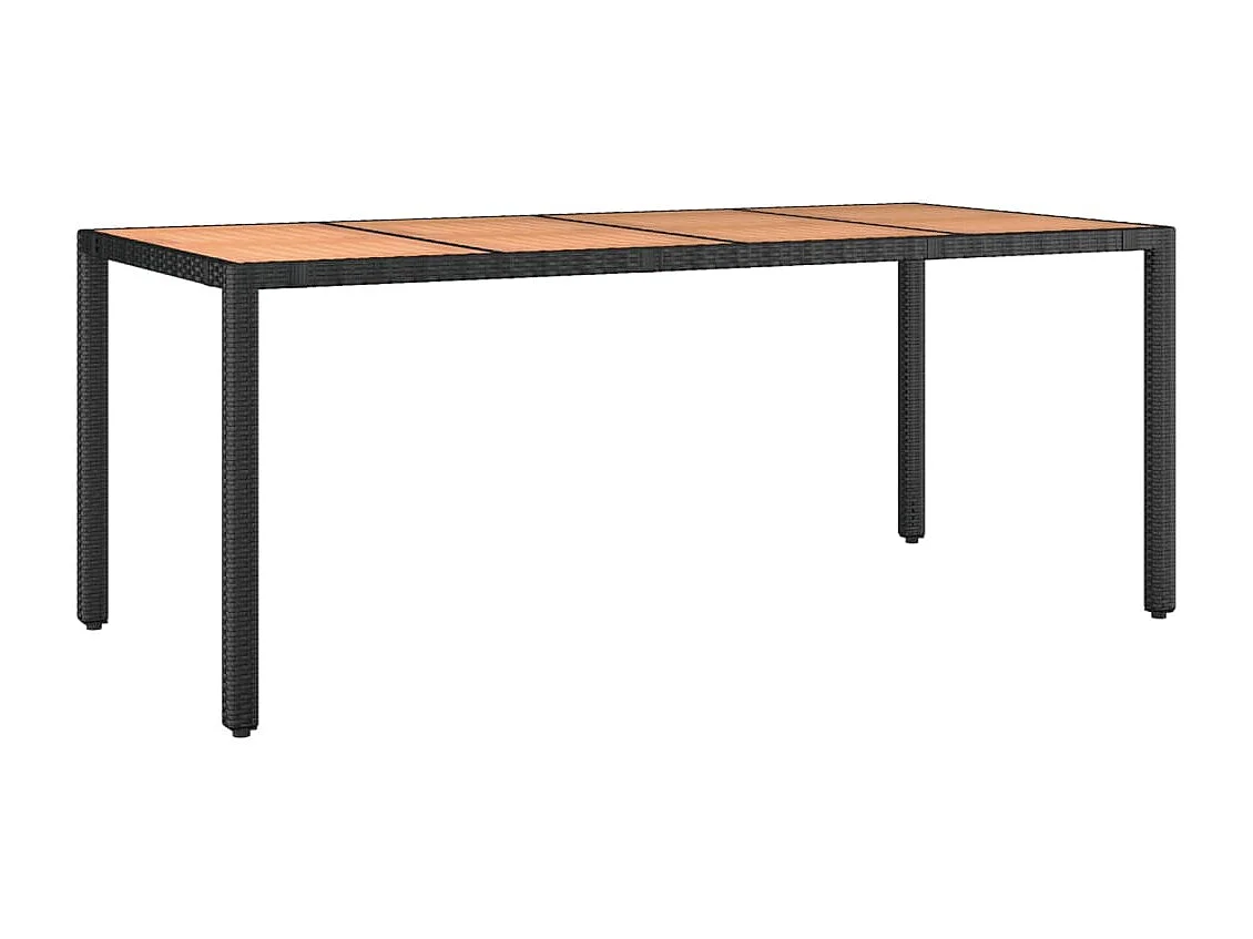 Ensemble à manger de jardin 9 pcs Noir Poly rotin et acacia