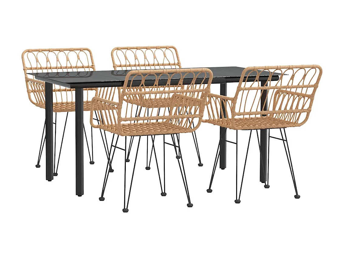 Ensemble à manger de jardin 5pcs Résine tressée