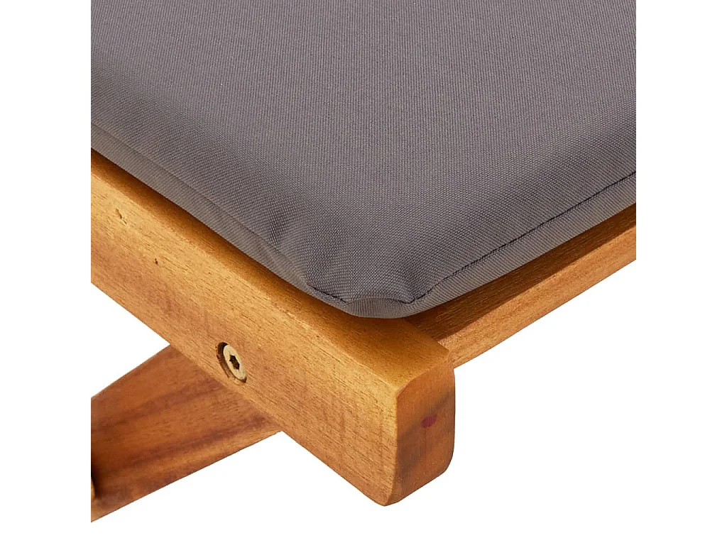 Ensemble de bistro pliable 3 pcs avec coussins Acacia solide