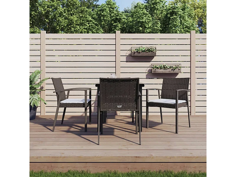 Ensemble à manger de jardin 5 pcs coussins résine tressée acier