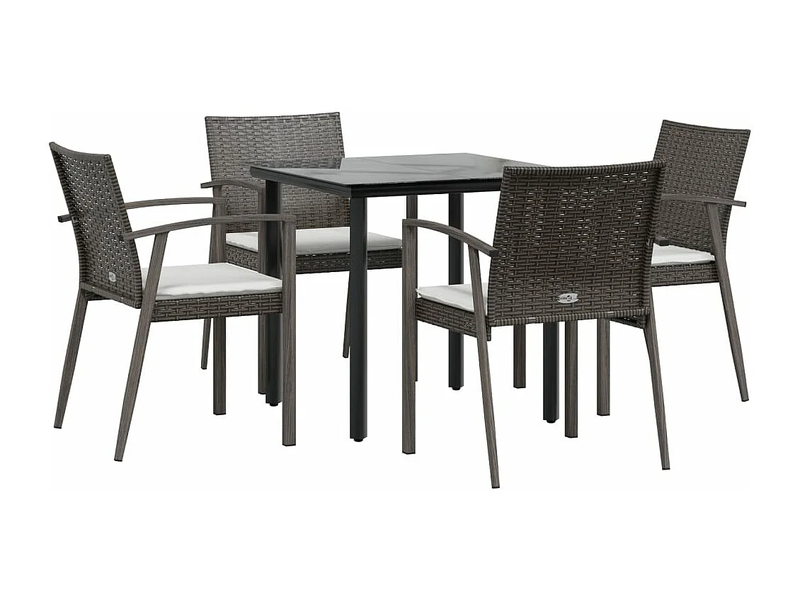 Ensemble à manger de jardin 5 pcs coussins résine tressée acier