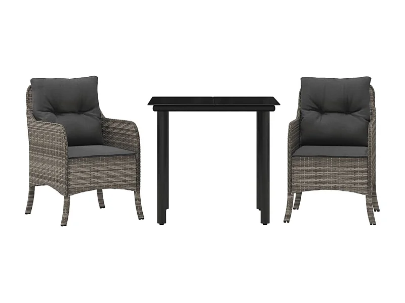 Ensemble à manger de jardin 3 pcs coussins gris résine tressée