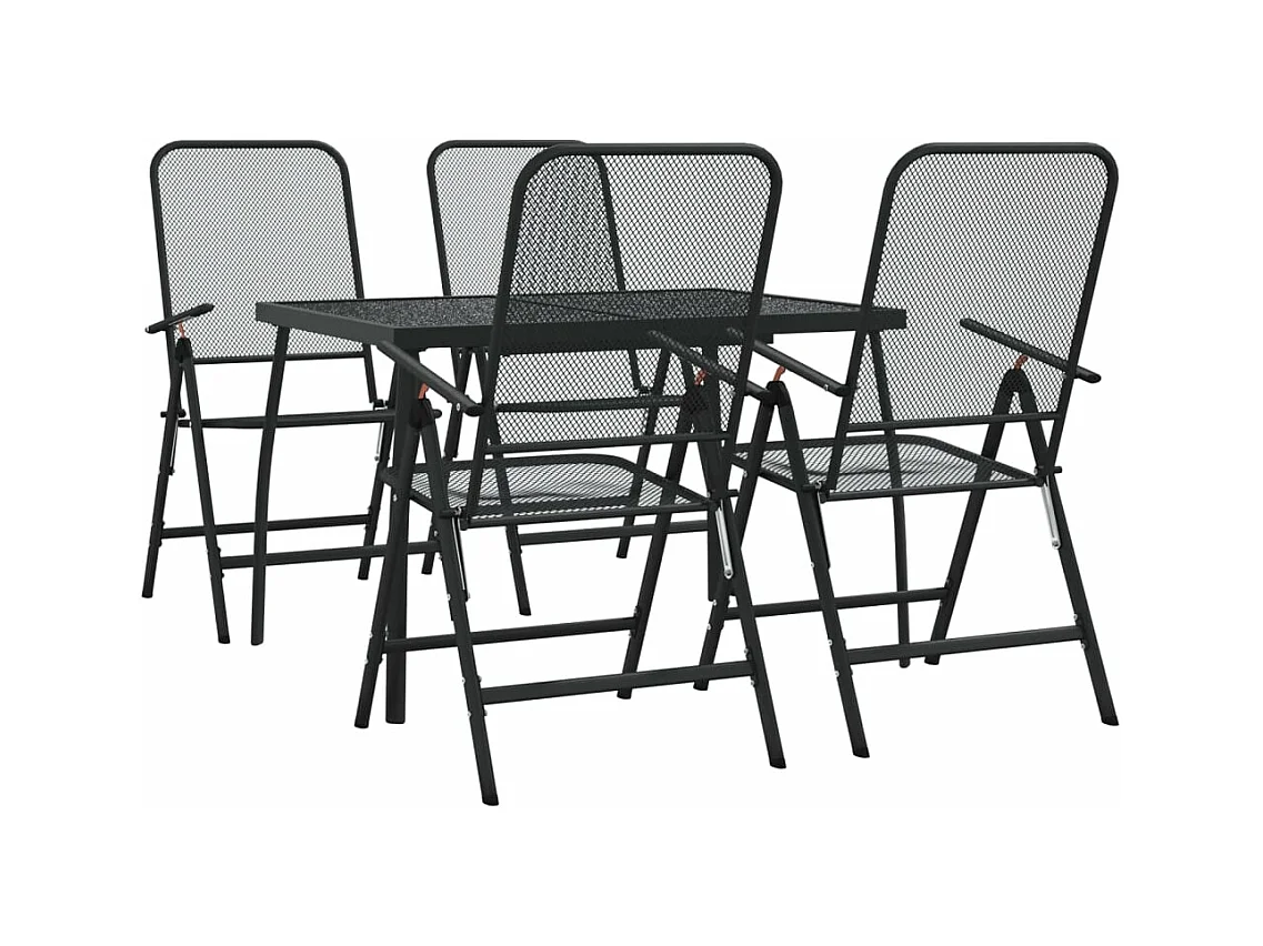 Ensemble à manger de jardin 5 pcs anthracite métal maille