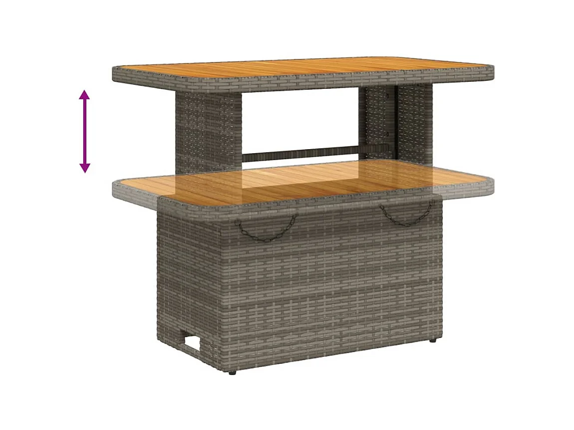 Ensemble à manger jardin 4pcs et coussins Gris Résine tressée