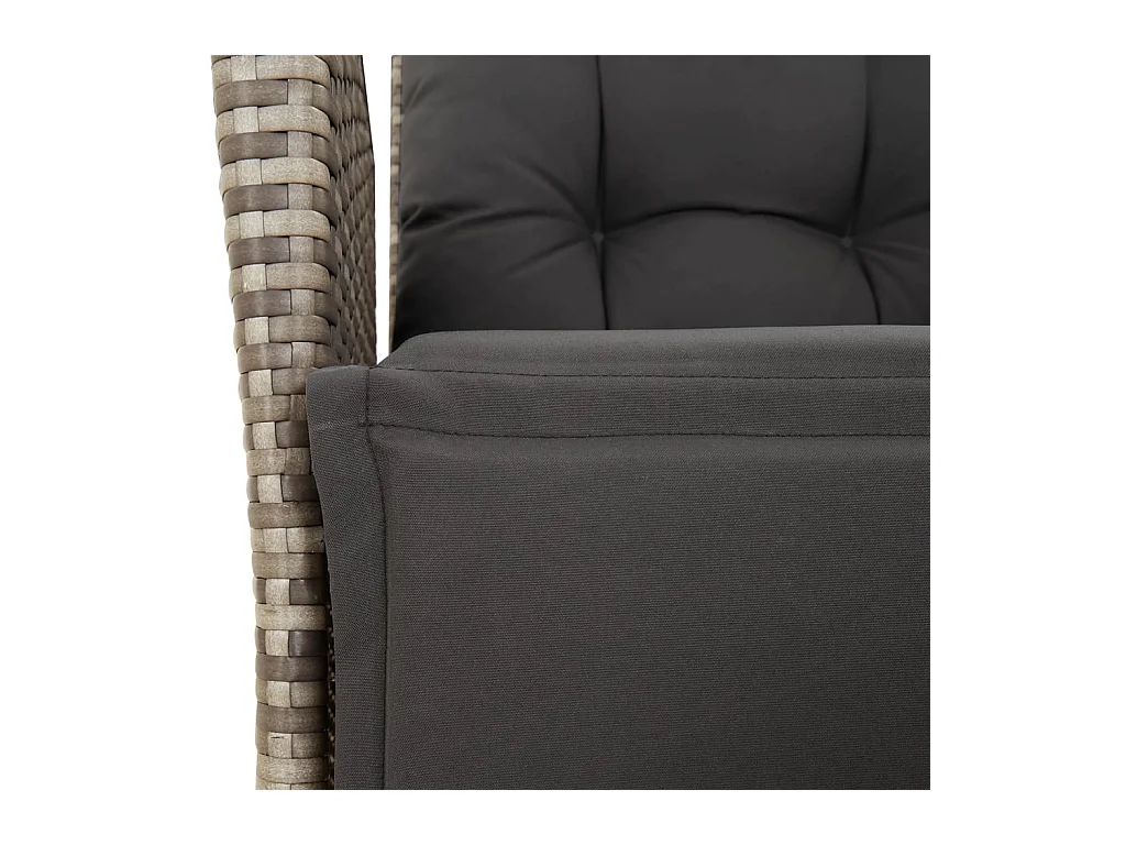 Ensemble à manger jardin 4pcs et coussins Gris Résine tressée