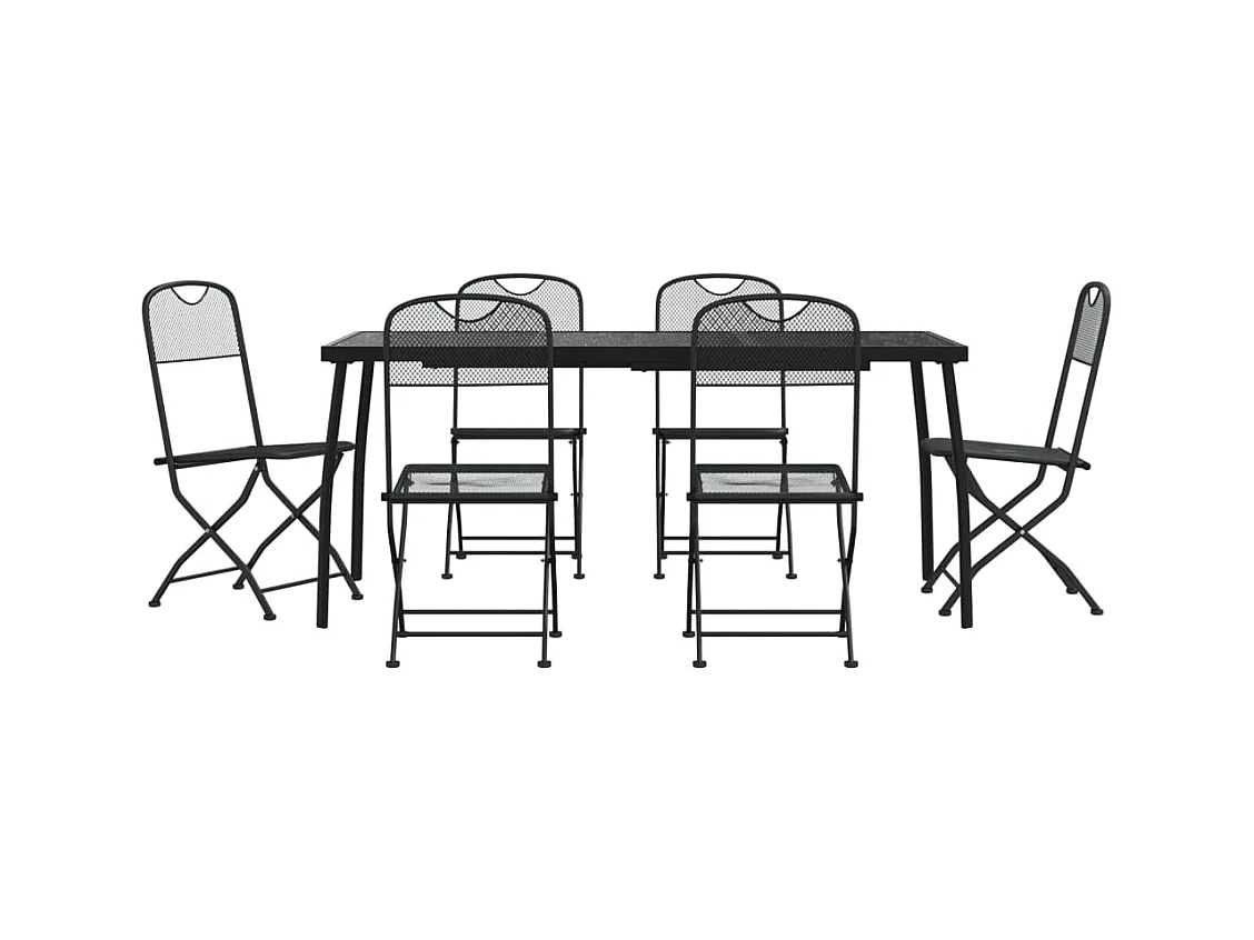 Ensemble à manger de jardin 7 pcs anthracite métal maille