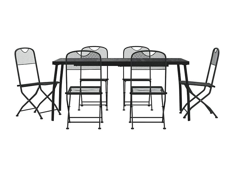 Ensemble à manger de jardin 7 pcs anthracite métal maille