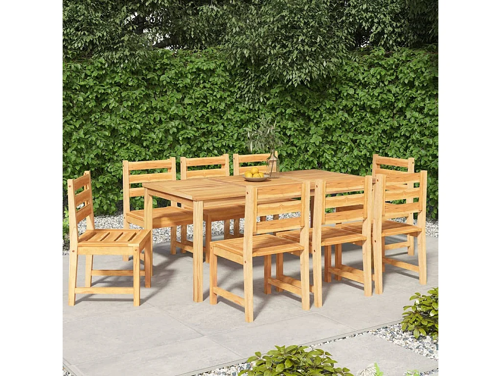 Ensemble à manger de jardin 9 pcs Bois de teck solide