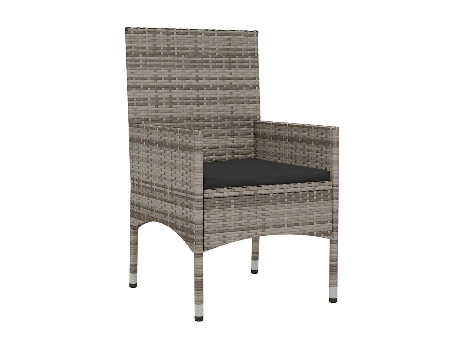 Salon de jardin 4 pcs avec coussins Gris Résine tressée