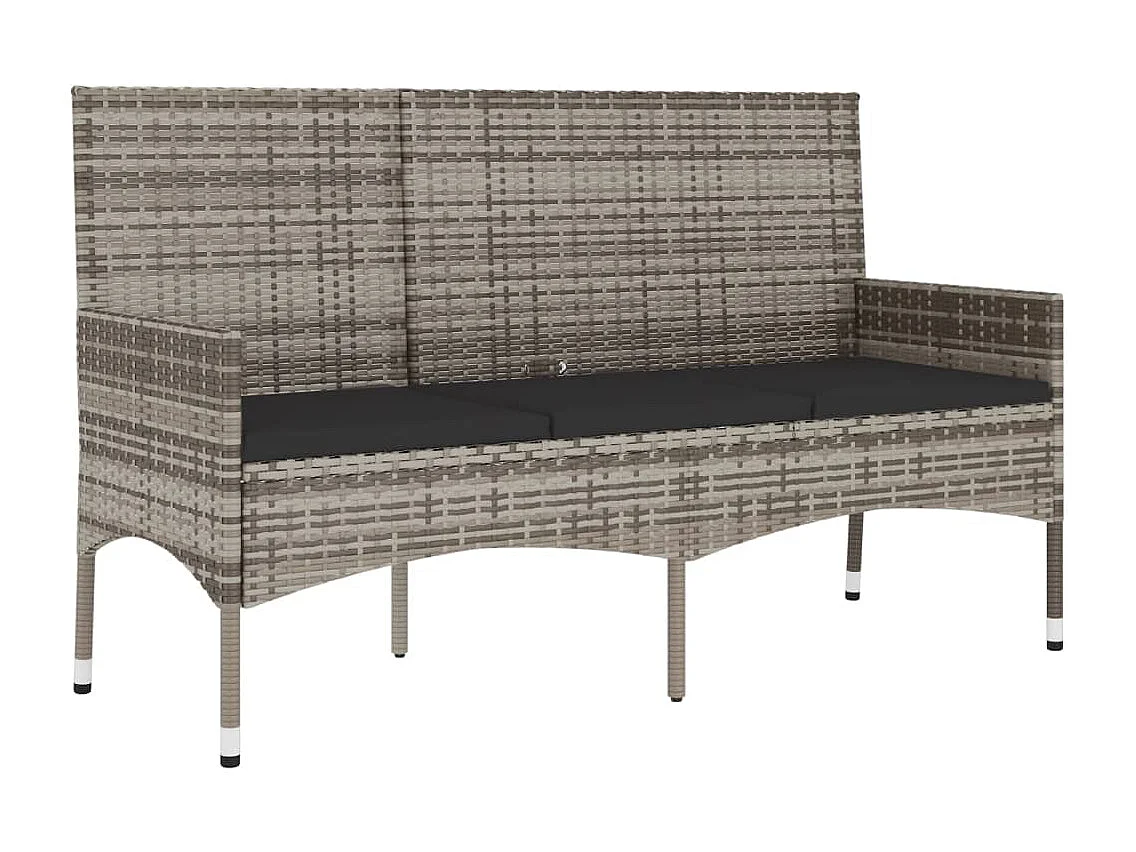 Salon de jardin 4 pcs avec coussins Gris Résine tressée