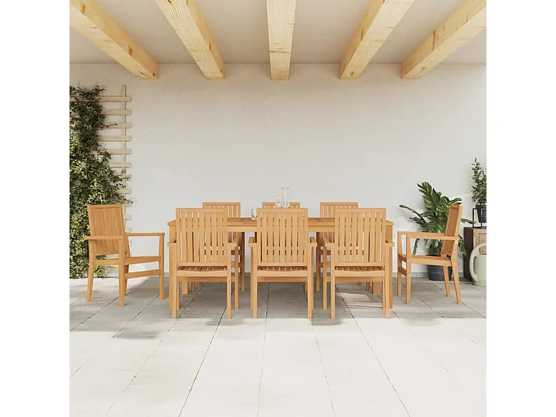 Ensemble à manger de jardin 9 pcs Bois de teck solide