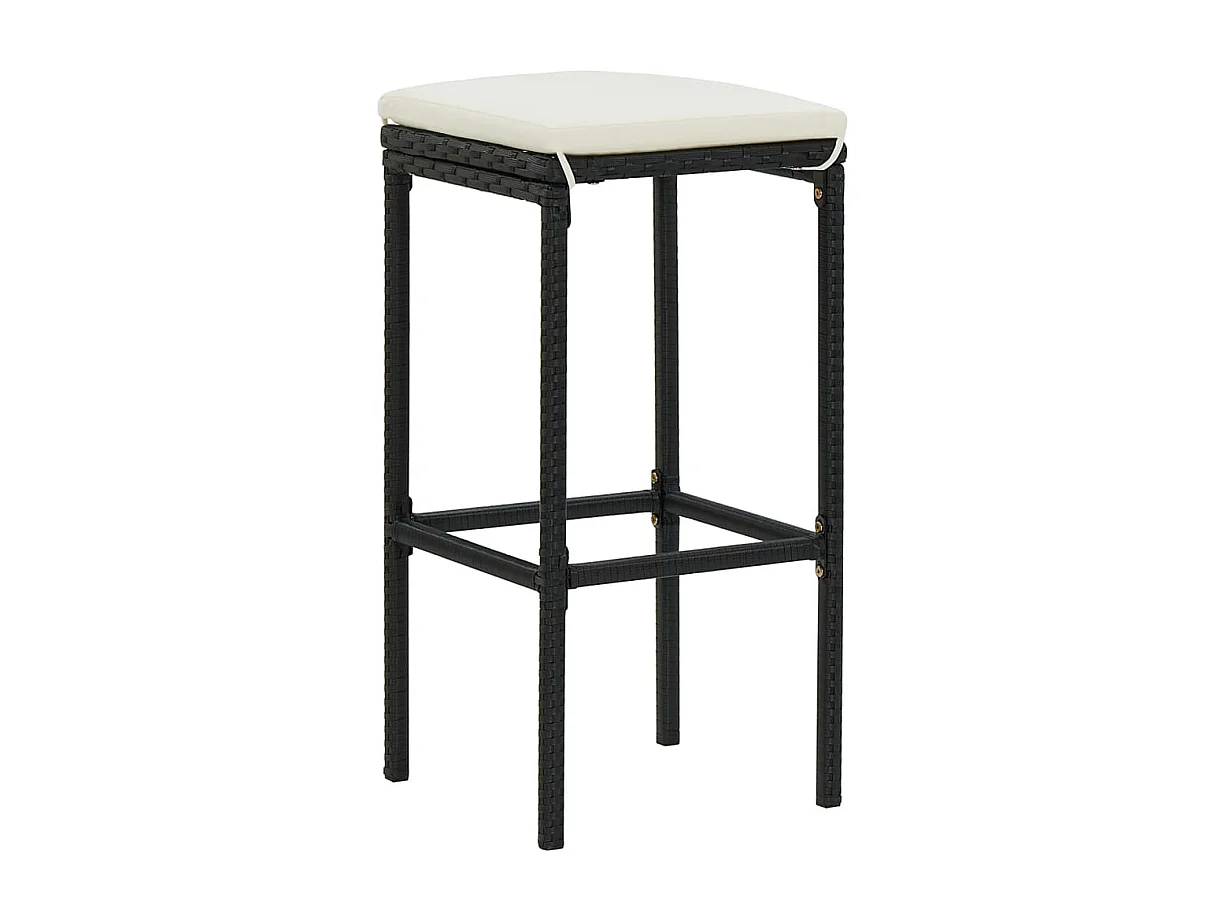 Ensemble de bar de jardin 5 pcs avec coussins noir poly rotin