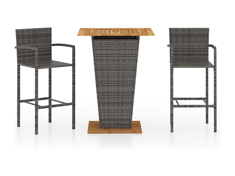 Ensemble de bar de jardin 3 pcs Gris 4