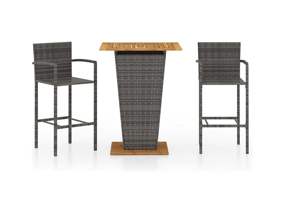 Ensemble de bar de jardin 3 pcs Gris 4