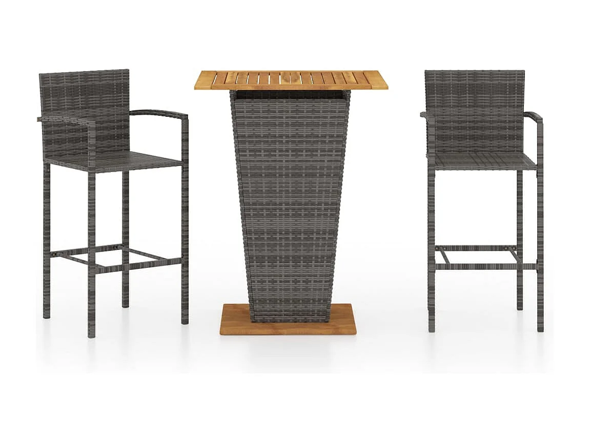 Ensemble de bar de jardin 3 pcs Gris 4