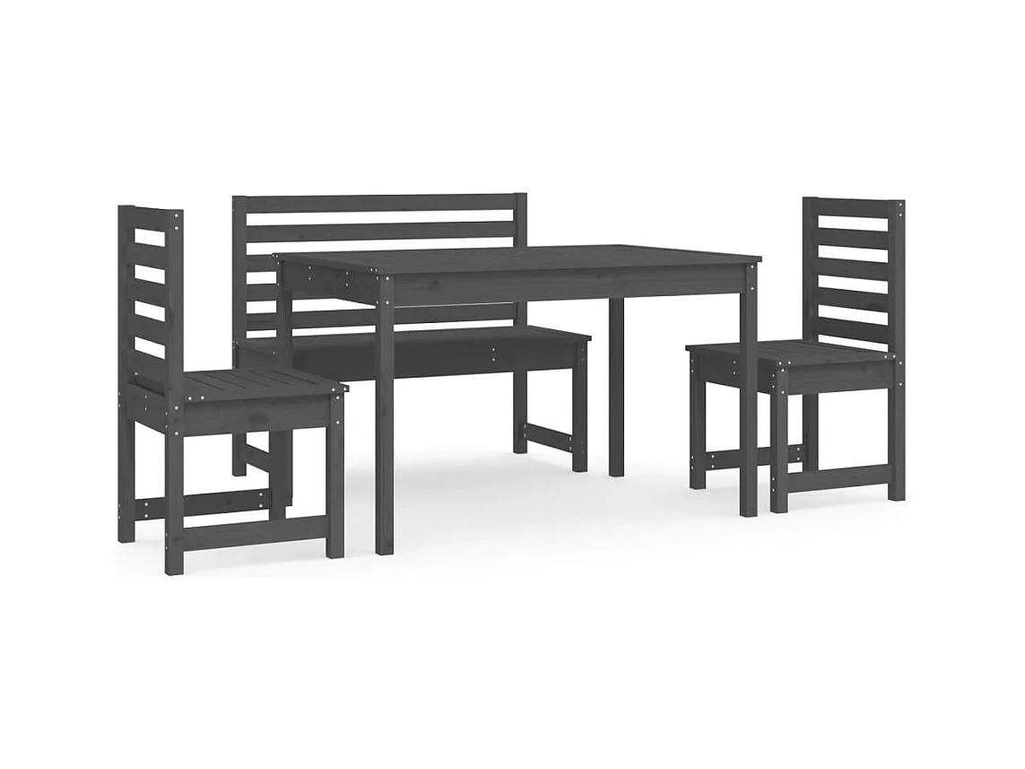 Ensemble à manger de jardin 4 pcs gris bois massif de pin
