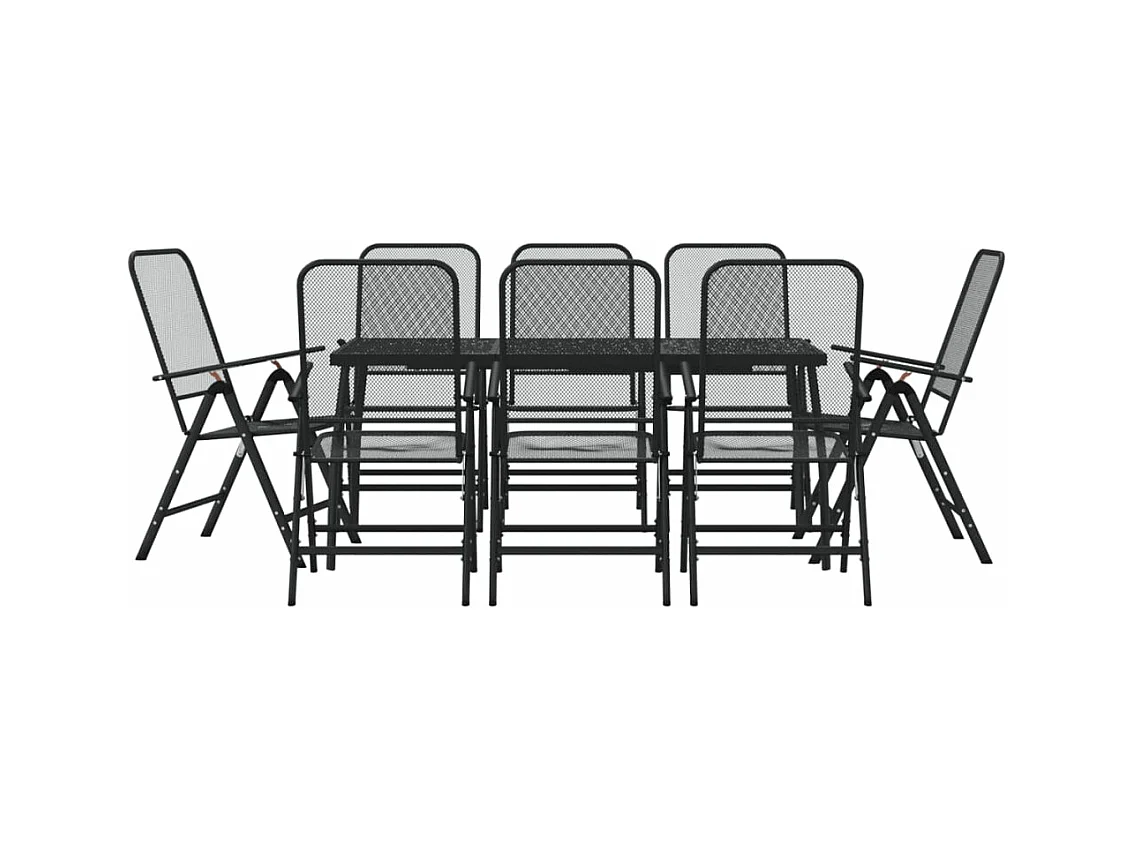 Ensemble à manger de jardin 9 pcs anthracite métal maille