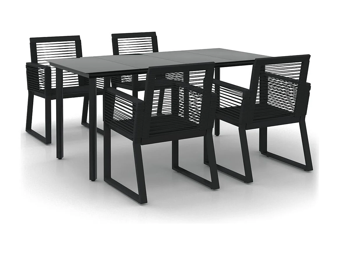 Ensemble à manger de jardin 5 pcs Noir Rotin PVC