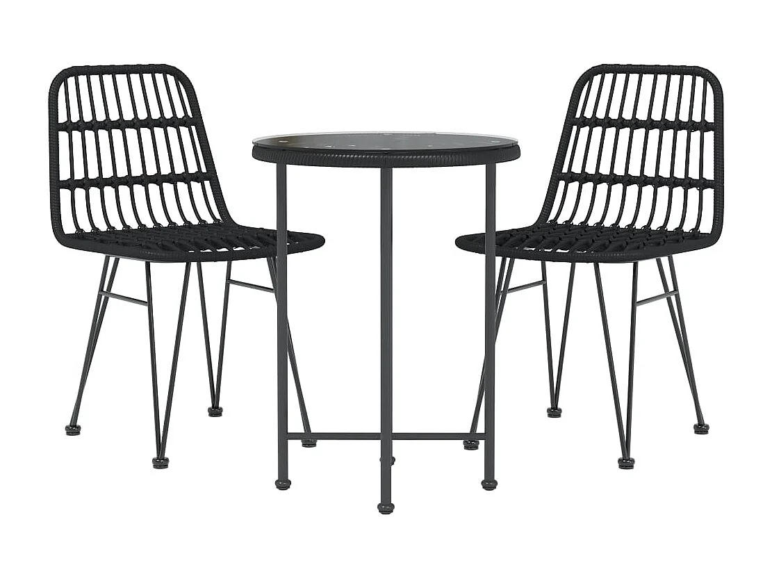 Ensemble à manger de jardin 3 pcs Noir Résine tressée