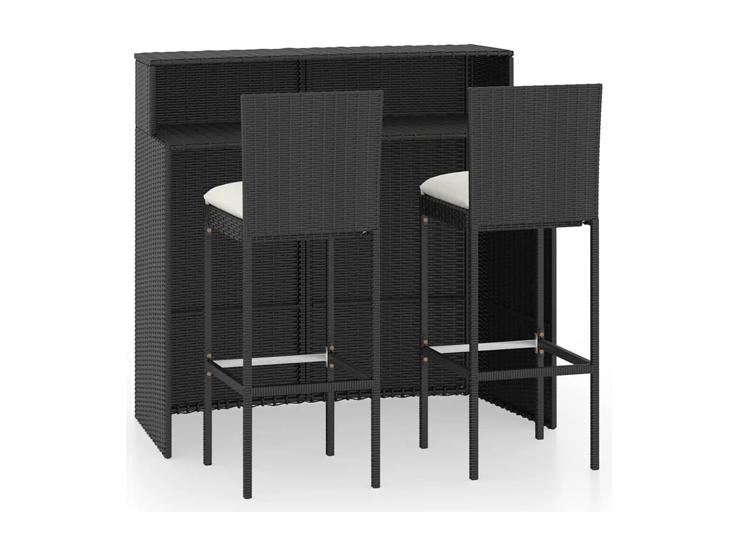 Ensemble de bar de jardin avec coussins 3 pcs Noir 6