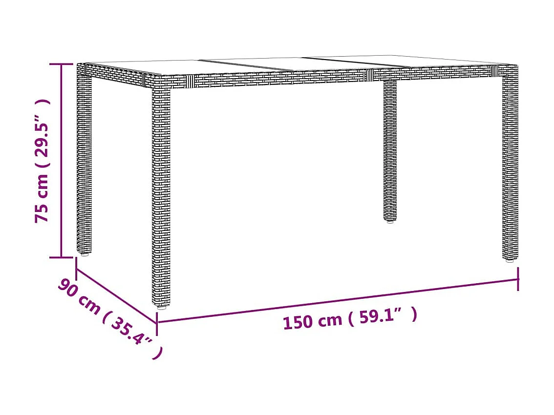 Ensemble à manger de jardin coussins 7pcs Noir Résine tressée