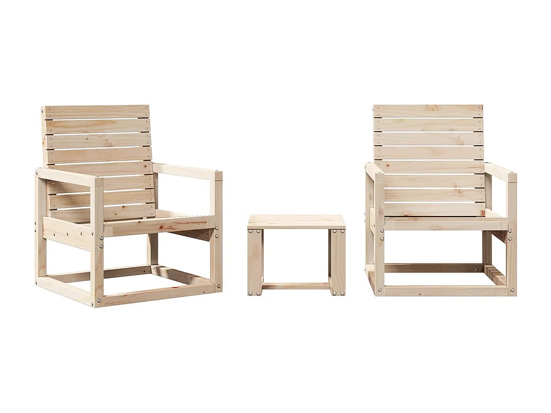 Salon de jardin 3 pcs bois massif de pin