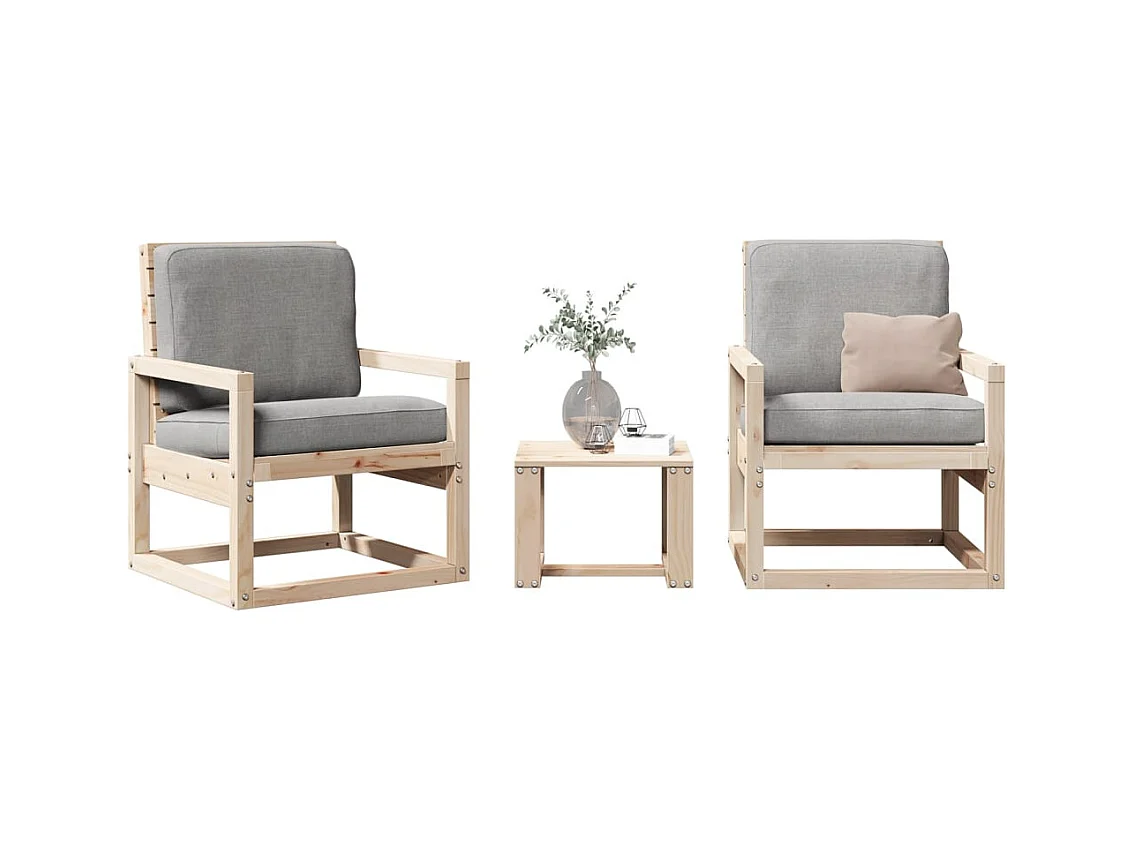 Salon de jardin 3 pcs bois massif de pin