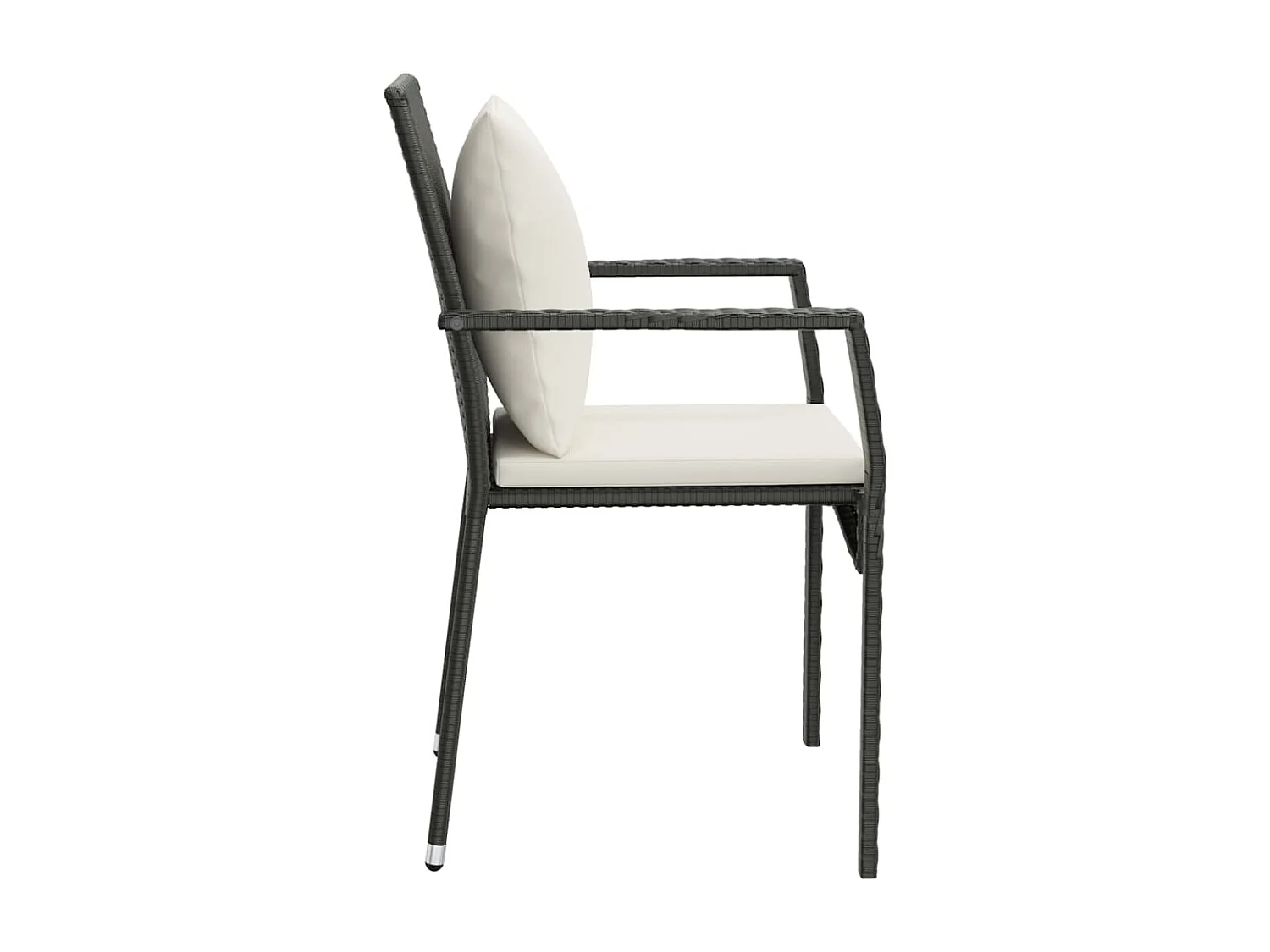 Chaises de jardin lot de 4 avec coussins Résine tressée Noir