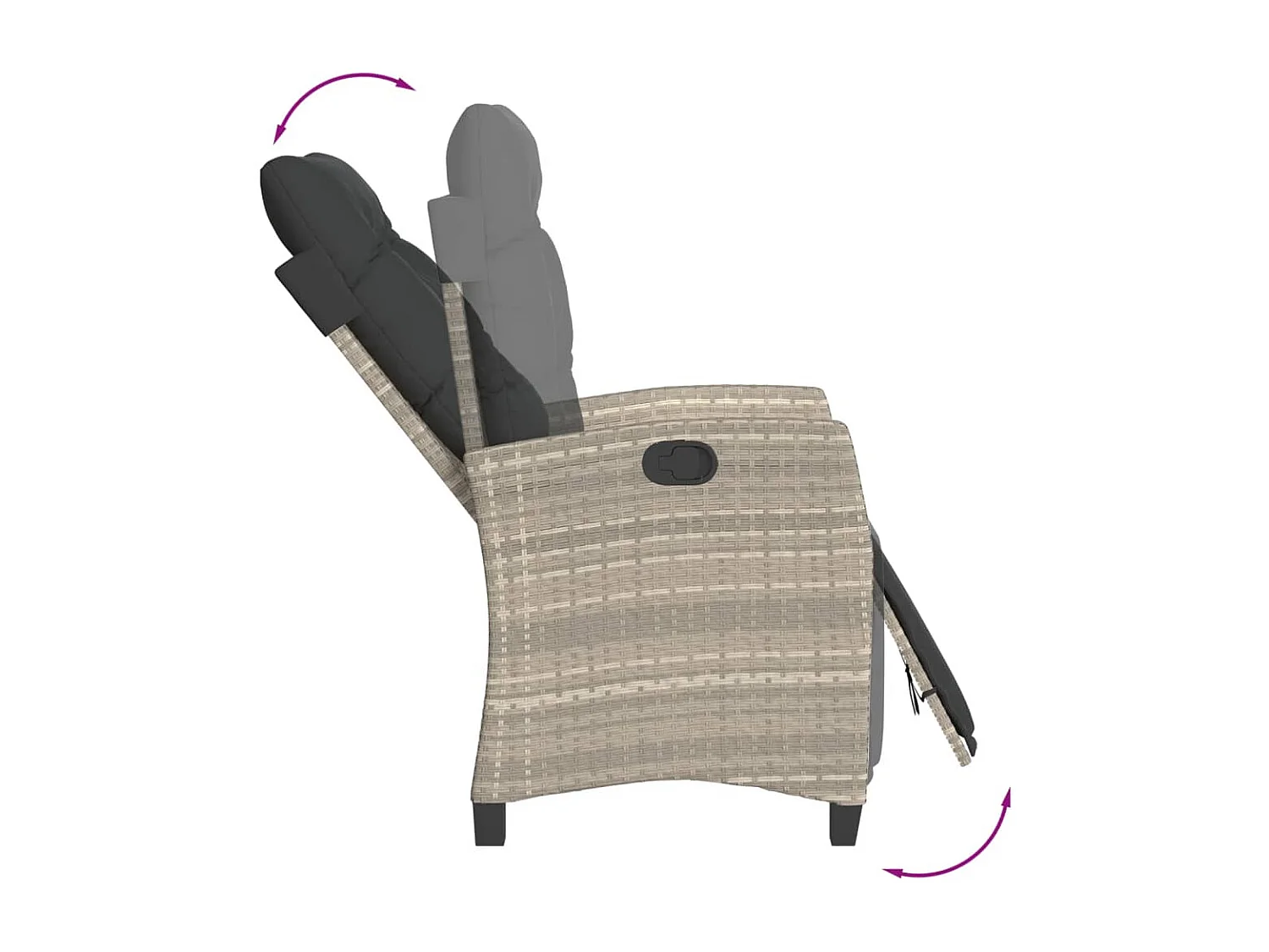 Ensemble à manger de jardin et coussins 7 pcs gris clair rotin