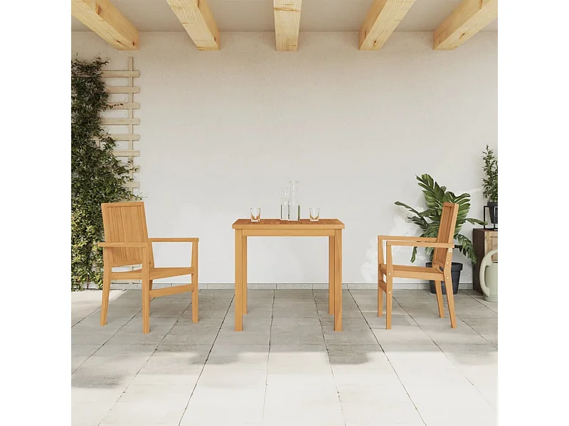 Ensemble à manger de jardin 3 pcs Bois de teck massif