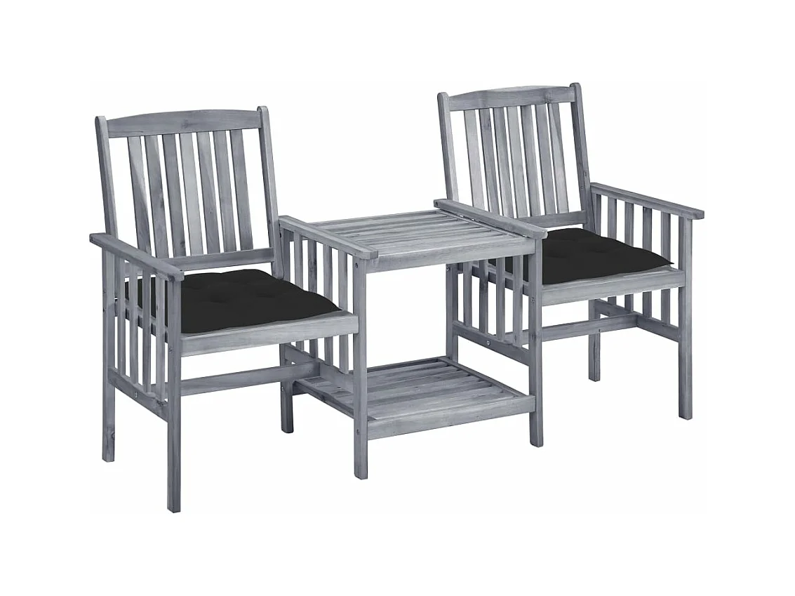 Chaises de jardin avec table à thé et coussins Acacia solide 31