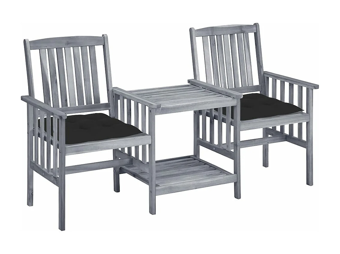 Chaises de jardin avec table à thé et coussins Acacia solide 31
